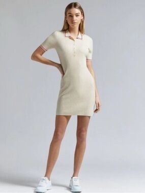 NWT $295 G/FORE LIMITED EDITION TIPPED MERINO BLEND RIBBED JUMPER DRESS Medium